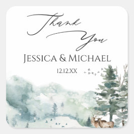 水彩樹林林 スクエアシール
