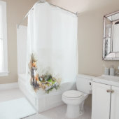 水彩樹林森林風景 シャワーカーテン (インサイチュ)