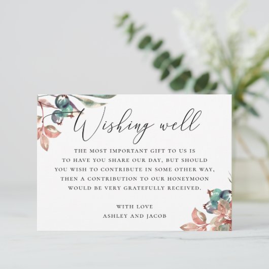 水彩樹林植物性結婚の願い事 エンクロージャーカード (スタンド正面)