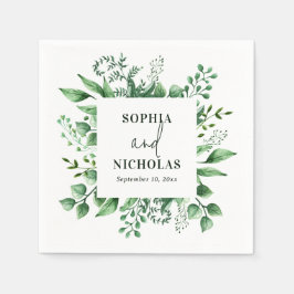 水彩樹林植物樹結婚林 スタンダードカクテルナプキン