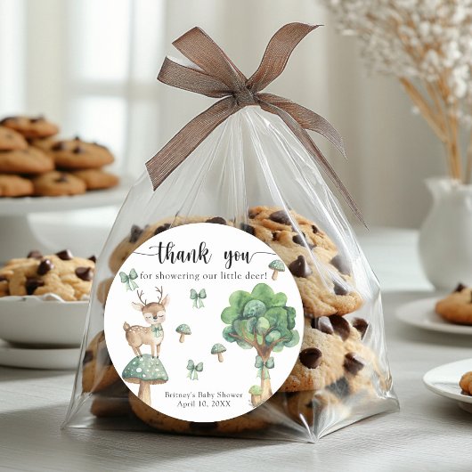 水彩樹林鹿感謝してい- you ラウンドシール