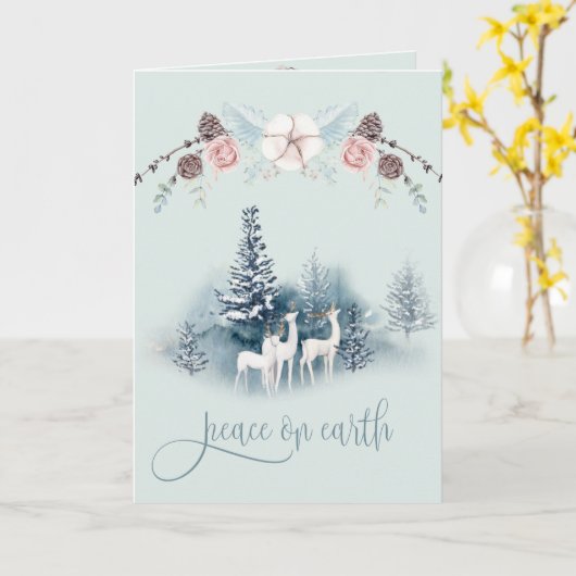 水彩樹林鹿 カード (黄色い花)