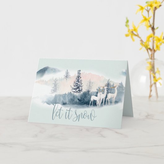 水彩樹林鹿 カード (黄色い花)