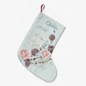 水彩樹林鹿 スモールクリスマスストッキング (正面 (吊り時))