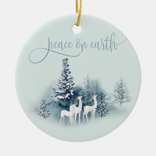 水彩樹林鹿 セラミックオーナメント (正面)