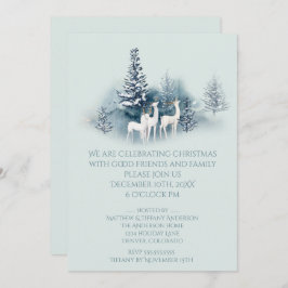 水彩樹林鹿 招待状