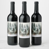 水彩樹素朴野結婚野 ワインラベル (ボトル)