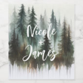 水彩樹素朴野結婚野 ワインラベル (シングルラベル)