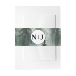 水彩樹素朴野結婚野 招待状ベリーバンド