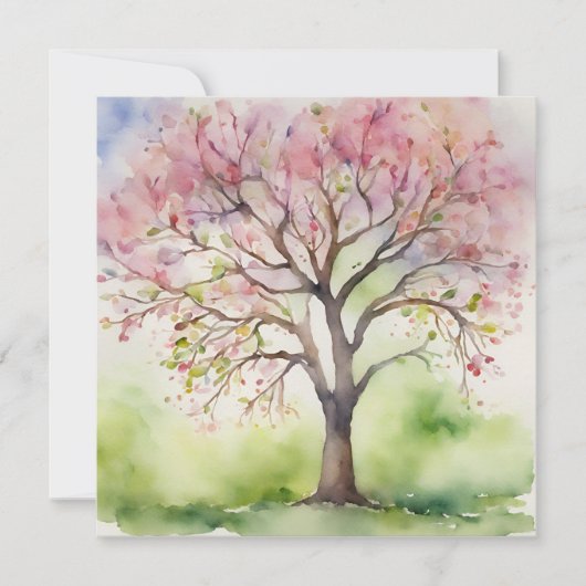 水彩樹絵を描の 招待状 (正面)