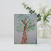 水彩樹絵画の ポストカード (スタンド正面)