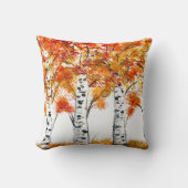 水彩樺の木ツリー秋秋オレンジ葉色 クッション (正面)