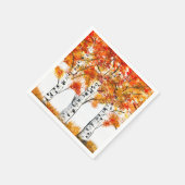 水彩樺の木ツリー秋秋オレンジ葉色 スタンダードカクテルナプキン (角)