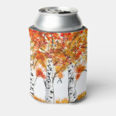 水彩樺の木ツリー秋秋結婚の 缶クーラー (缶裏面)