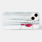 水彩樺の木ツリー（鳥）ショウジョウコウカンチョウレッドバード自然 iPhoneケース (裏面横)