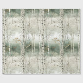 水彩樺の木木模様 ラッピングペーパー (フラット)