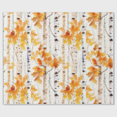 水彩樺の木木模様 ラッピングペーパー (フラット)