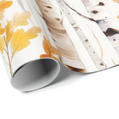 水彩樺の木木模様 ラッピングペーパー (ロールコーナー)