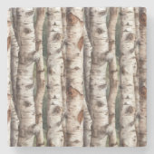 水彩樺の木木 ストーンコースター (正面)