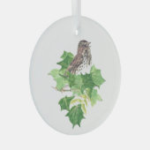 水彩歌唱雀バードアート自然 ガラスオーナメント (正面右)