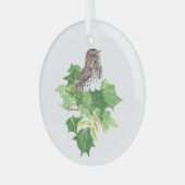 水彩歌唱雀バードアート自然 ガラスオーナメント (正面左)