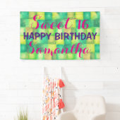 水彩正方形パターングリーン+アイディア 横断幕 (インサイチュ)