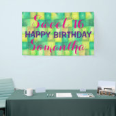 水彩正方形パターングリーン+アイディア 横断幕 (トレードショー)