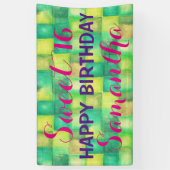 水彩正方形パターングリーン+アイディア 横断幕 (縦)