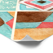 水彩正方形、パッチワークの幾何学的な背景。 ポスター (角)