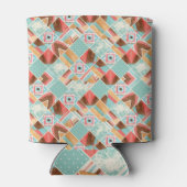 水彩正方形、パッチワークの幾何学的な背景。 缶クーラー (裏面)