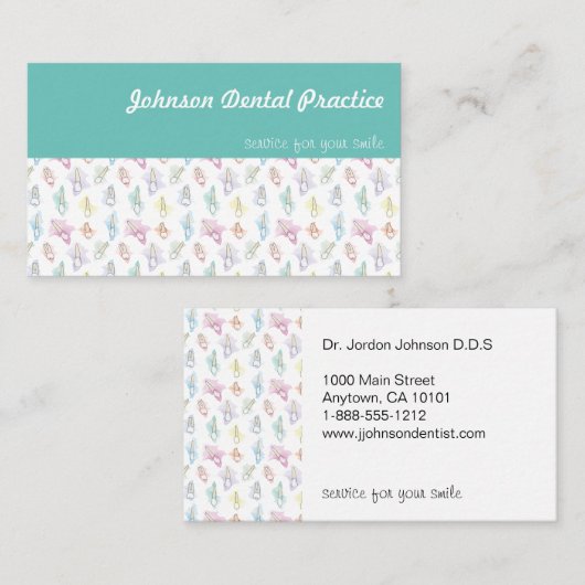 水彩歯の歯科治療 名刺 (正面/裏面)