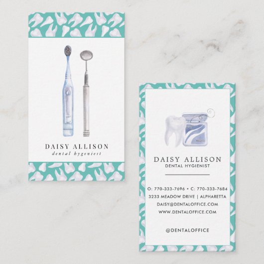 水彩歯歯科歯科歯科衛生士 名刺 (正面/裏面)