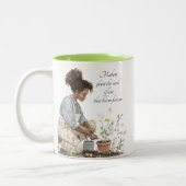 水彩母が種の母の日のマグカップを植える ツートーンマグカップ (左)