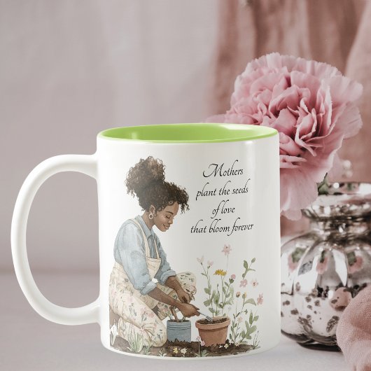 水彩母が種の母の日のマグカップを植える ツートーンマグカップ