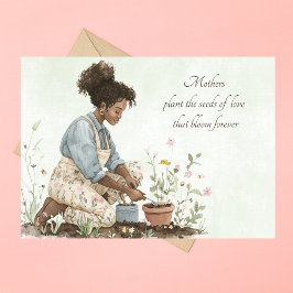水彩母が種を植えカスタムる母の日 シーズンカード