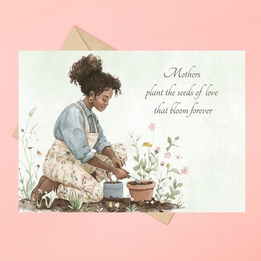 水彩母が種を植えカスタムる母の日 シーズンカード
