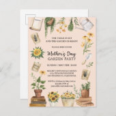 水彩母の日ひまわりガーデンパーティーInv インビテーションポストカード (正面/裏面)
