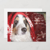 水彩毛布とクリスマスパピー シーズンカード (正面/裏面)