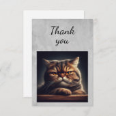 水彩毛深い猫ねこ猫ペット サンキューカード (正面/裏面)