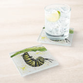 水彩毛虫コースター ガラスコースター (アングル)