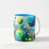 水彩気泡バースト ツートーンマグカップ (正面右)