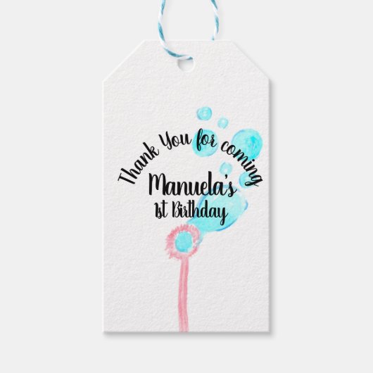 水彩気泡ワンドポップ・アートのポップ・アートのポップ・アートの誕生日 ギフトタグ (正面)