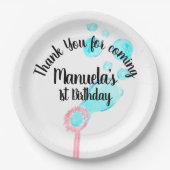 水彩気泡ワンドポップ・アートのポップ・アートのポップ・アートの誕生日 ペーパープレート (正面)