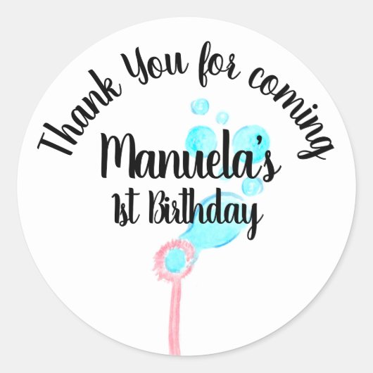 水彩気泡ワンドポップ・アートのポップ・アートのポップ・アートの誕生日 ラウンドシール (正面)