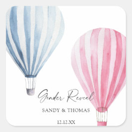水彩気球ジェンダー表示 スクエアシール