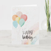 水彩気球モダンハッピーバースデー カード (正面)