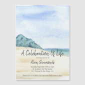 水彩水ビーチお祝いの生活 マグネット招待状 (正面)