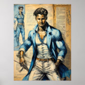 水彩水上人新聞コラージュ ポスター (正面)