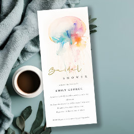 水彩水中クラゲブライダルシャワー 招待状