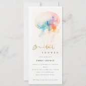 水彩水中クラゲブライダルシャワー 招待状 (正面)